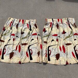1950s Atomic Barkcloth Curtains, set of 2 - Atomic Mobiles - Cream